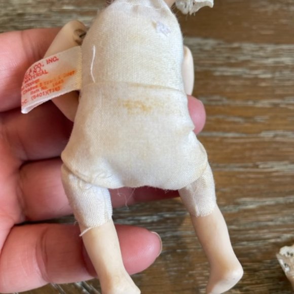 Vintage RUSS Baby Doll Porcelain Bisque Head Arms Leg Cloth Body Blue Eyes Dress - Picture 7 of 10